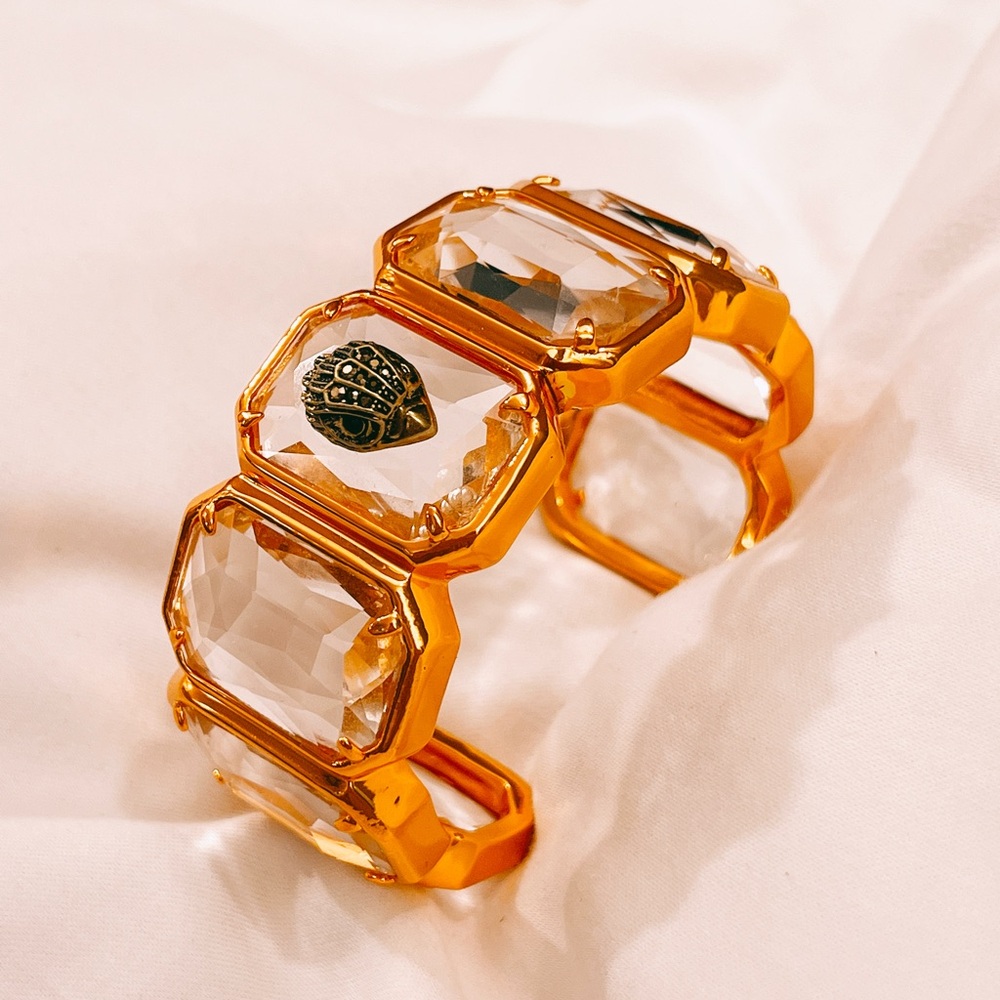 Kurt Geiger Orange Glass and Metal Cuff Bracelet